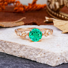 Heirloom-Grade 4 Prong Round Cut Emerald Ring