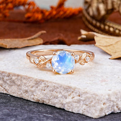 Heirloom-Grade 4 Prong Round Cut Moonstone Ring