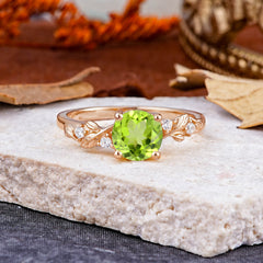 Heirloom-Grade 4 Prong Round Cut Peridot Ring