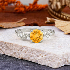 Heirloom-Grade 4 Prong Round Cut Citrine Ring
