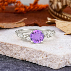 Heirloom-Grade 4 Prong Round Cut Natural Amethyst Ring