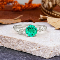 Heirloom-Grade 4 Prong Round Cut Emerald Ring