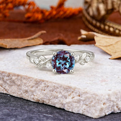 Heirloom-Grade 4 Prong Round Cut Alexandrite Ring