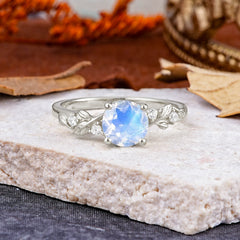 Heirloom-Grade 4 Prong Round Cut Moonstone Ring