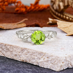 Heirloom-Grade 4 Prong Round Cut Peridot Ring