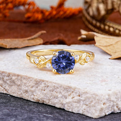 Heirloom-Grade 4 Prong Round Cut Tanzanite Ring