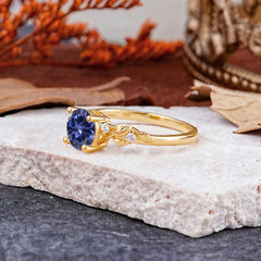 Heirloom-Grade 4 Prong Round Cut Tanzanite Ring