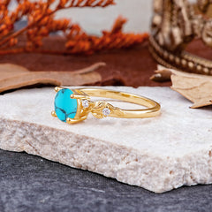 Heirloom-Grade 4 Prong Round Cut Turquoise Ring