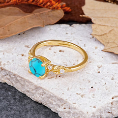 Heirloom-Grade 4 Prong Round Cut Turquoise Ring