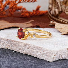 Heirloom-Grade 4 Prong Round Cut Natural Garnet Ring