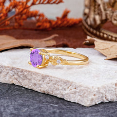 Heirloom-Grade 4 Prong Round Cut Natural Amethyst Ring