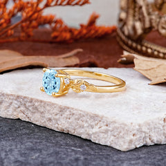 Heirloom-Grade 4 Prong Round Cut Aquamarine Ring
