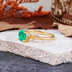 Heirloom-Grade 4 Prong Round Cut Emerald Ring
