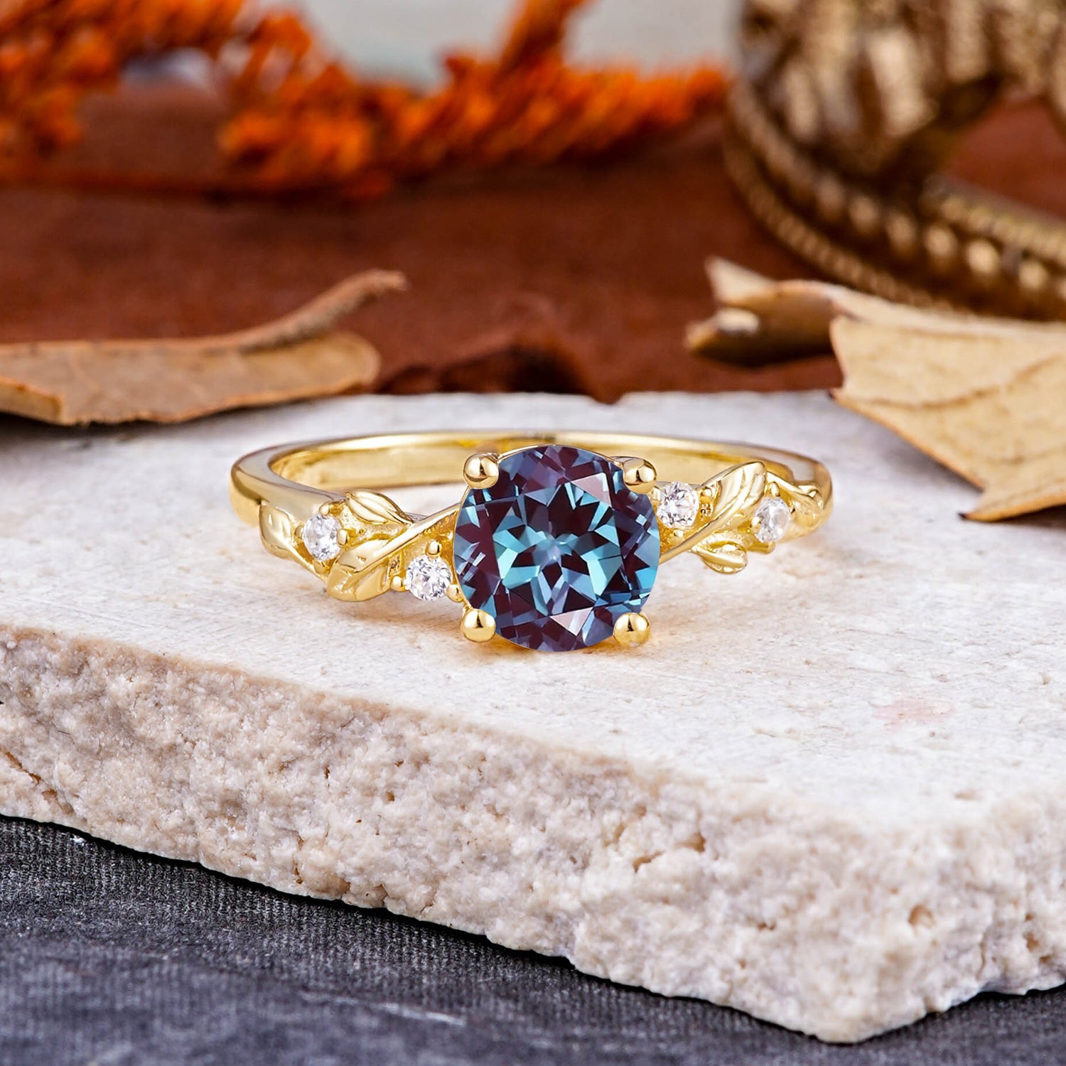 Heirloom-Grade 4 Prong Round Cut Alexandrite Engagement Ring