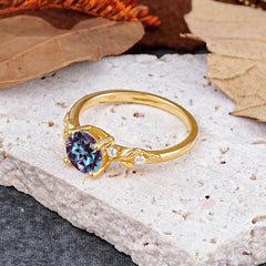 Heirloom-Grade 4 Prong Round Cut Alexandrite Ring