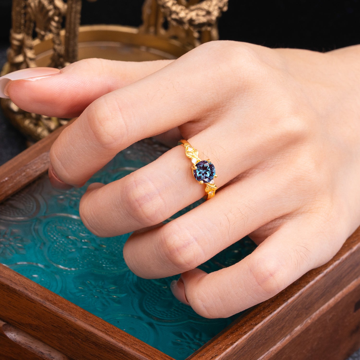 Heirloom-Grade 4 Prong Round Cut Alexandrite Engagement Ring