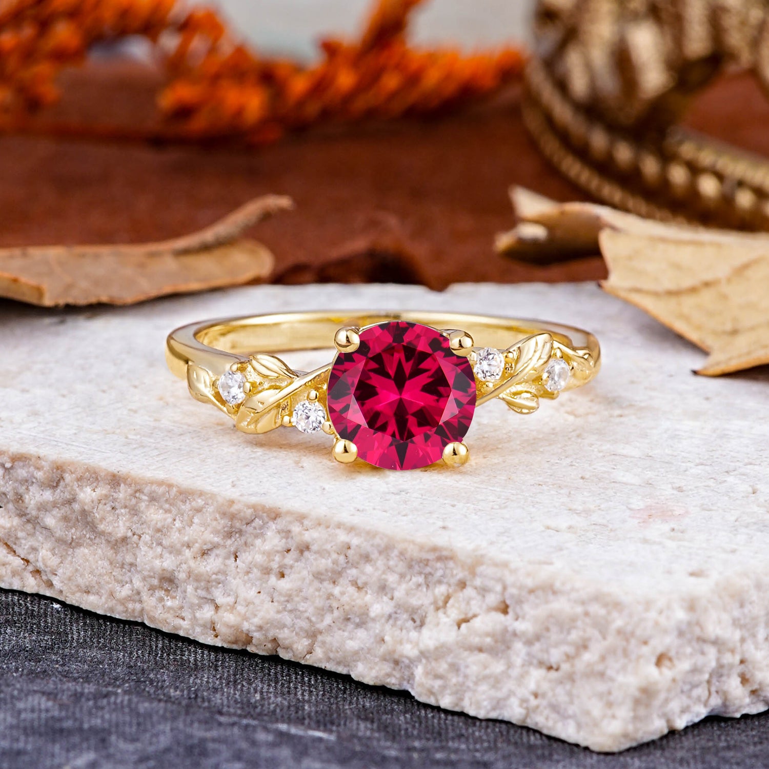 Heirloom-Grade 4 Prong Round Cut Ruby Engagement Ring
