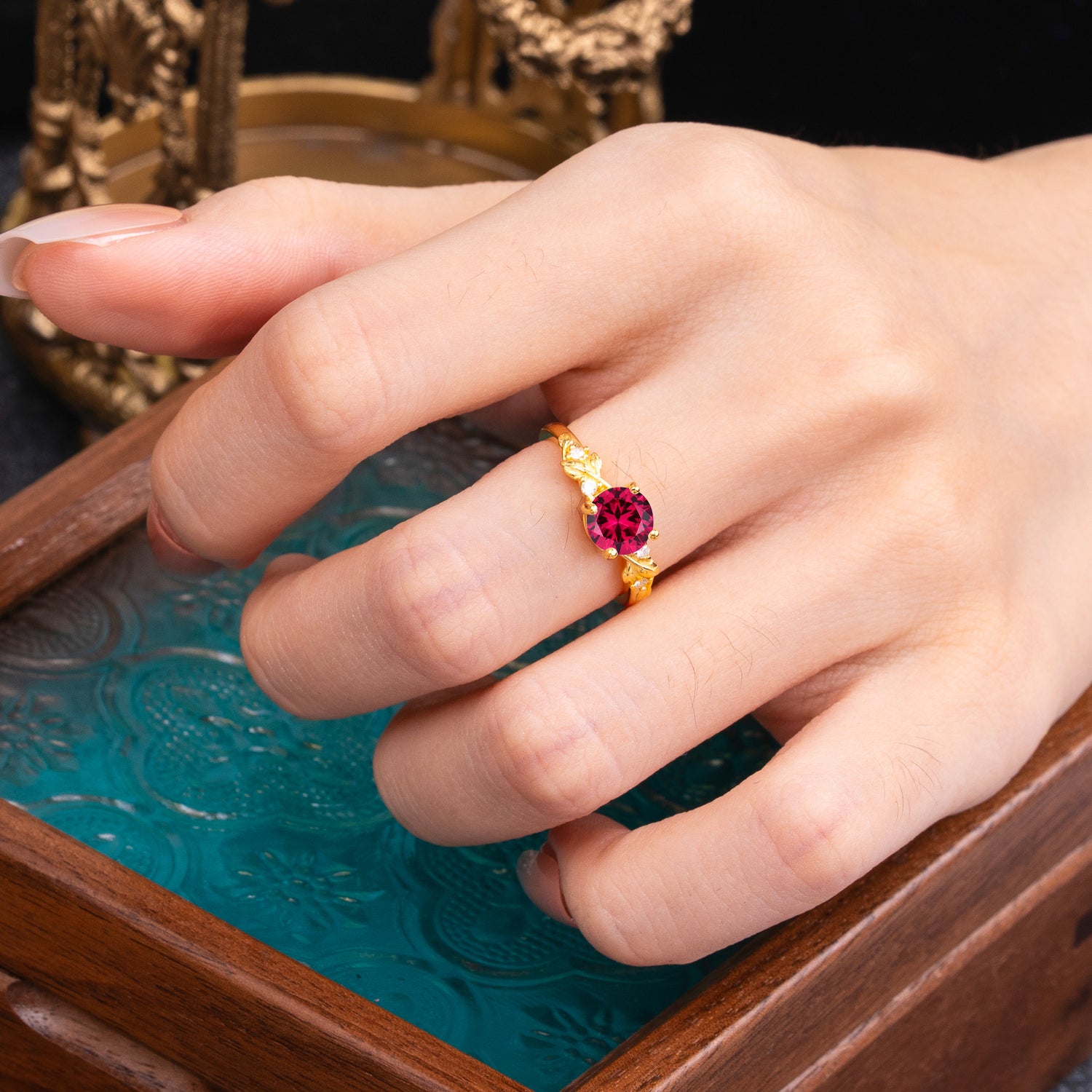 Heirloom-Grade 4 Prong Round Cut Ruby Engagement Ring