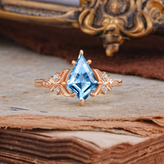 Luxury Nature-Inspired Kite-Cut Aquamarine Engagement Ring