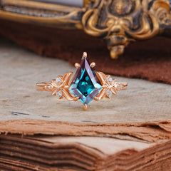 Luxury Nature-Inspired Kite-Cut Alexandrite Engagement Ring