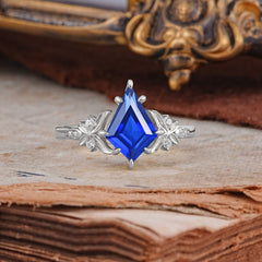 Luxury Nature-Inspired Kite-Cut Sapphire Engagement Ring