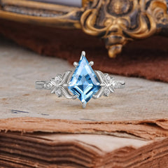 Luxury Nature-Inspired Kite-Cut Aquamarine Engagement Ring