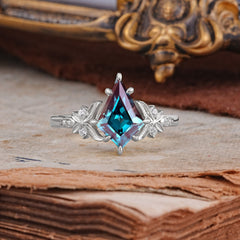 Luxury Nature-Inspired Kite-Cut Alexandrite Engagement Ring