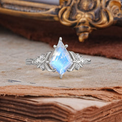 Luxury Nature-Inspired Kite-Cut Moonstone Engagement Ring