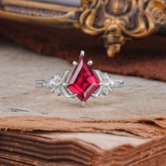 Luxury Nature-Inspired Kite-Cut Ruby Engagement Ring