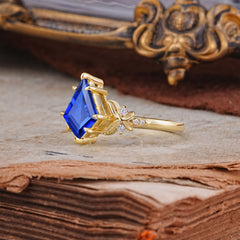 Luxury Nature-Inspired Kite-Cut Sapphire Engagement Ring