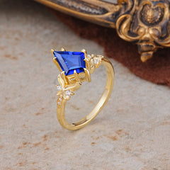 Luxury Nature-Inspired Kite-Cut Sapphire Engagement Ring