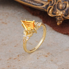 Luxury Nature-Inspired Kite-Cut Citrine Engagement Ring