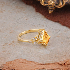 Luxury Nature-Inspired Kite-Cut Citrine Engagement Ring