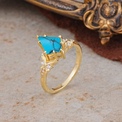 Luxury Nature-Inspired Kite-Cut Turquoise Engagement Ring