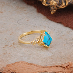 Luxury Nature-Inspired Kite-Cut Turquoise Engagement Ring