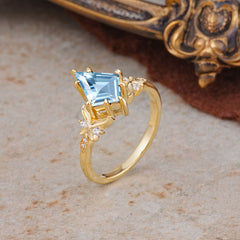 Luxury Nature-Inspired Kite-Cut Aquamarine Engagement Ring