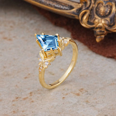 Luxury Nature-Inspired Kite-Cut Aquamarine Engagement Ring