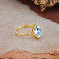 Luxury Nature-Inspired Kite-Cut Aquamarine Engagement Ring