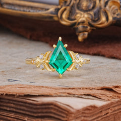 Luxury Nature-Inspired Kite-Cut Emerald Engagement Ring