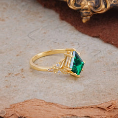 Luxury Nature-Inspired Kite-Cut Emerald Engagement Ring