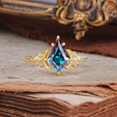 Luxury Nature-Inspired Kite-Cut Alexandrite Engagement Ring