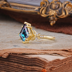 Luxury Nature-Inspired Kite-Cut Alexandrite Engagement Ring