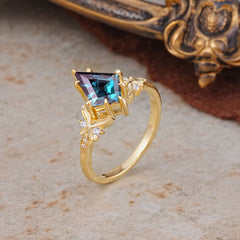 Luxury Nature-Inspired Kite-Cut Alexandrite Engagement Ring