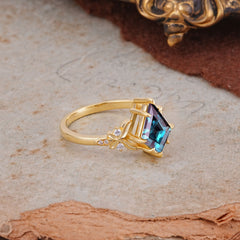 Luxury Nature-Inspired Kite-Cut Alexandrite Engagement Ring