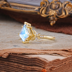 Luxury Nature-Inspired Kite-Cut Moonstone Engagement Ring