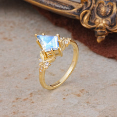 Luxury Nature-Inspired Kite-Cut Moonstone Engagement Ring