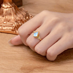 Luxury Nature-Inspired Kite-Cut Moonstone Engagement Ring