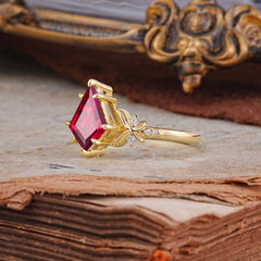 Luxury Nature-Inspired Kite-Cut Ruby Engagement Ring