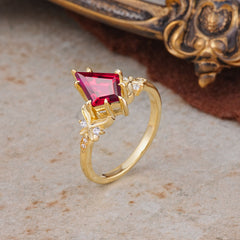 Luxury Nature-Inspired Kite-Cut Ruby Engagement Ring