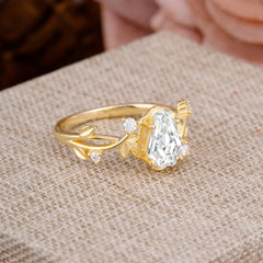 Nature Inspired 4 Prong Coffin-Cut Lab Diamond Engagement Ring